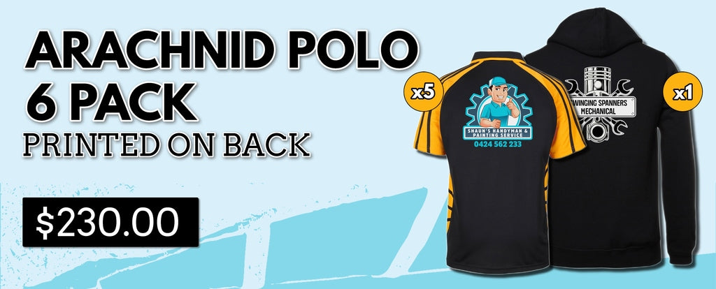 Arachnid Polo 6 Pack | Printed Workwear Bundles With Your Logo