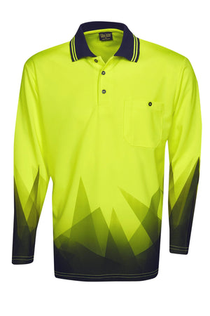 TRIANGULAR DESIGN L/S HI VIS POLO SHIRT | Workwear