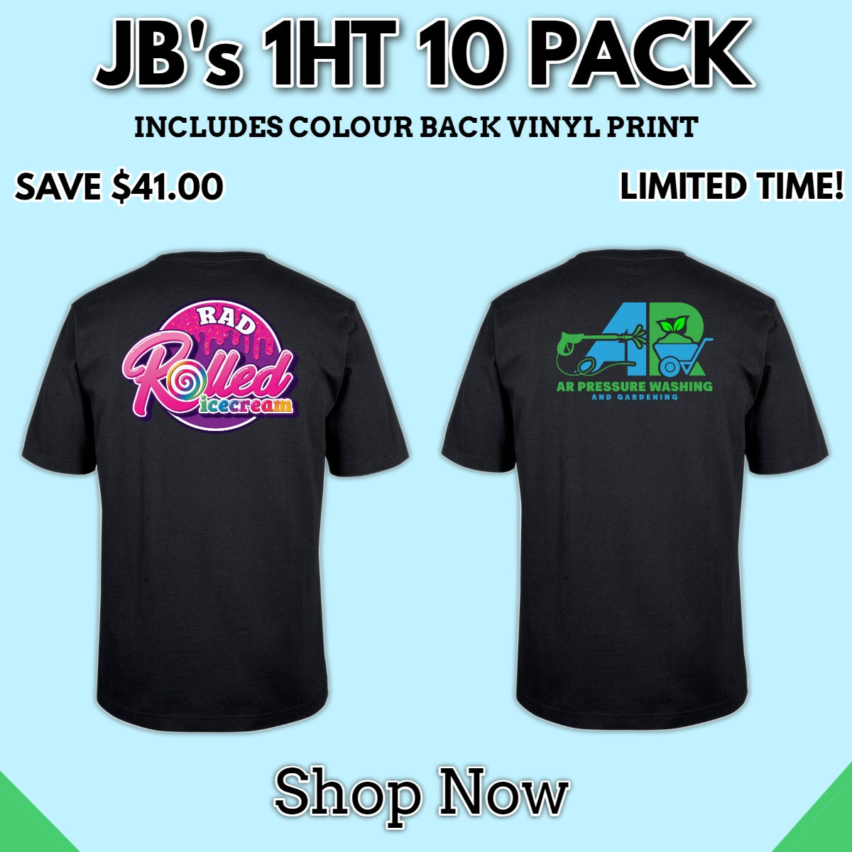 JB's 1HT 10 Pack | Full Colour Back Print Included - Safe-T-Rex Workwear Pty Ltd