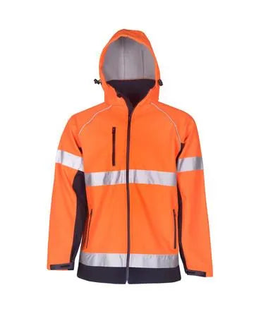 HOODED HI VIS D/N SOFT SHELL JACKET | Workwear