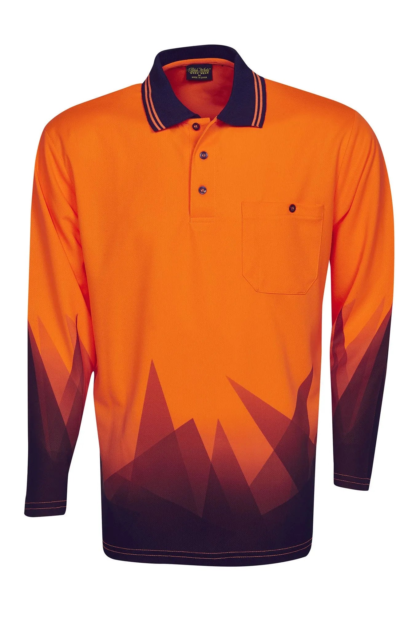 TRIANGULAR DESIGN L/S HI VIS POLO SHIRT | Workwear