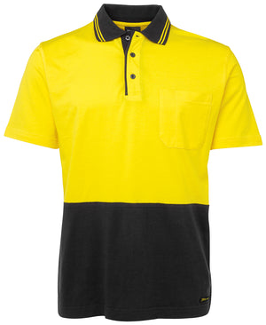 Hi Vis Cotton Polo in Yellow/Black | Workwear