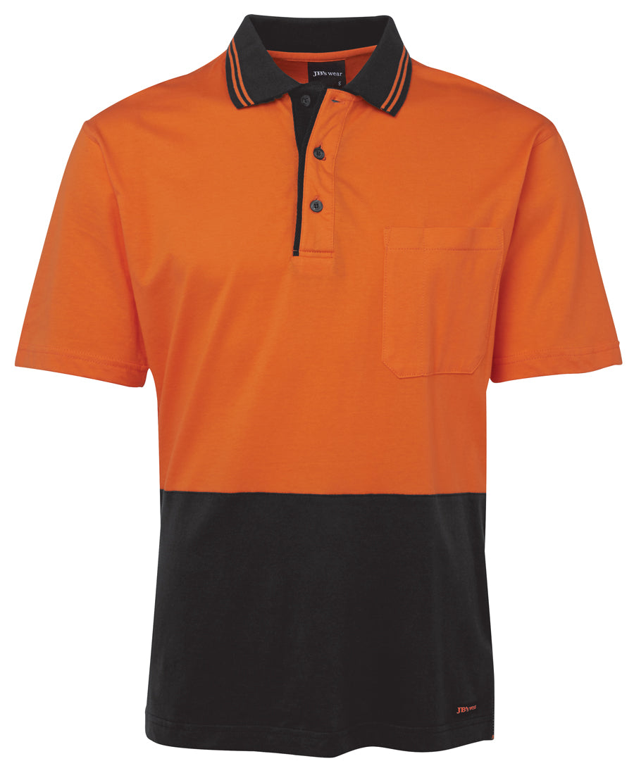 Hi Vis Cotton Polo in Orange/Black  | Workwear