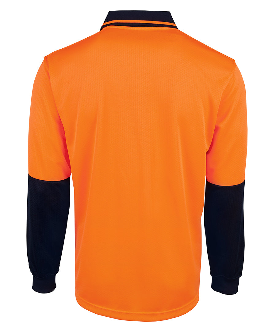 Hi Vis Long Sleeve Jacquard Polo Back | Workwear