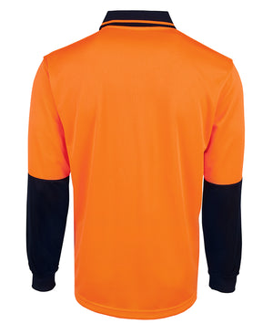 Hi Vis Long Sleeve Jacquard Polo Back | Workwear