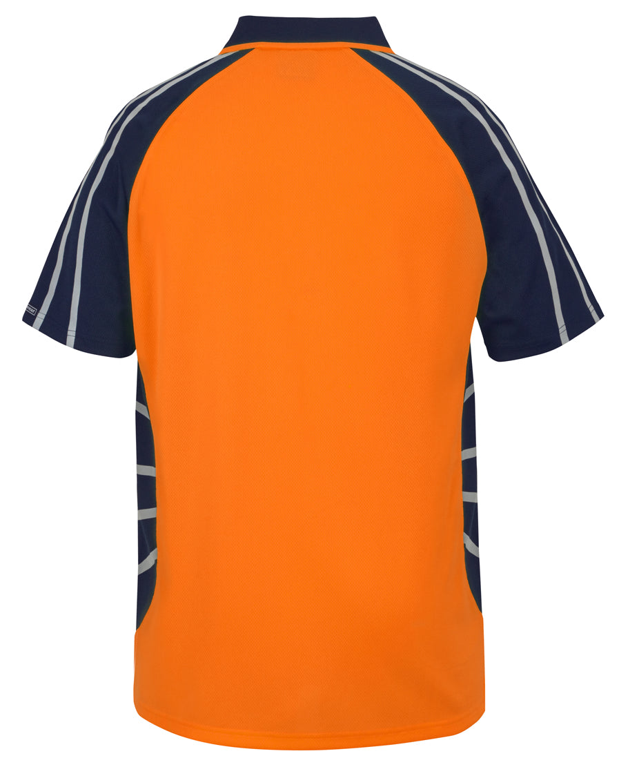6HSSR Custom Hi Vis Polo with Navy Contrast Panels