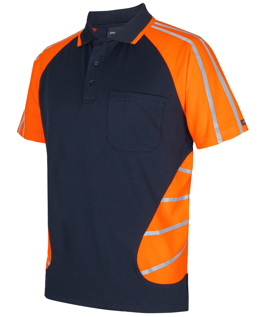 6HSSR Navy Base Polo with Hi Vis Contrast Panels 
