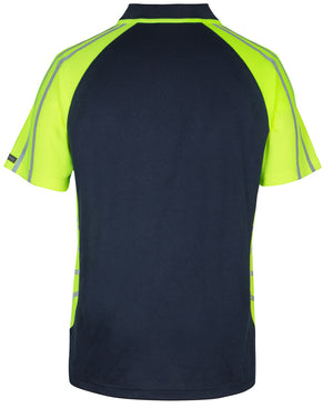 6HSSR Navy Base Polo with Hi Vis Contrast Panels -  Yellow/Navy Back