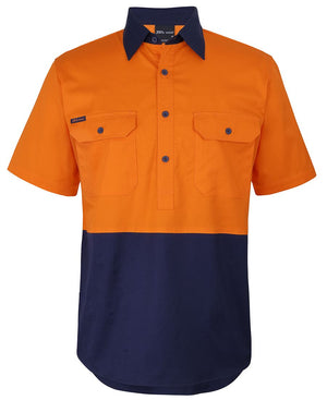 6HVCW JB'S HI VIS CLOSE FRONT S/S 150G WORK SHIRT