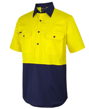 6HVCW JB'S HI VIS CLOSE FRONT S/S 150G WORK SHIRT