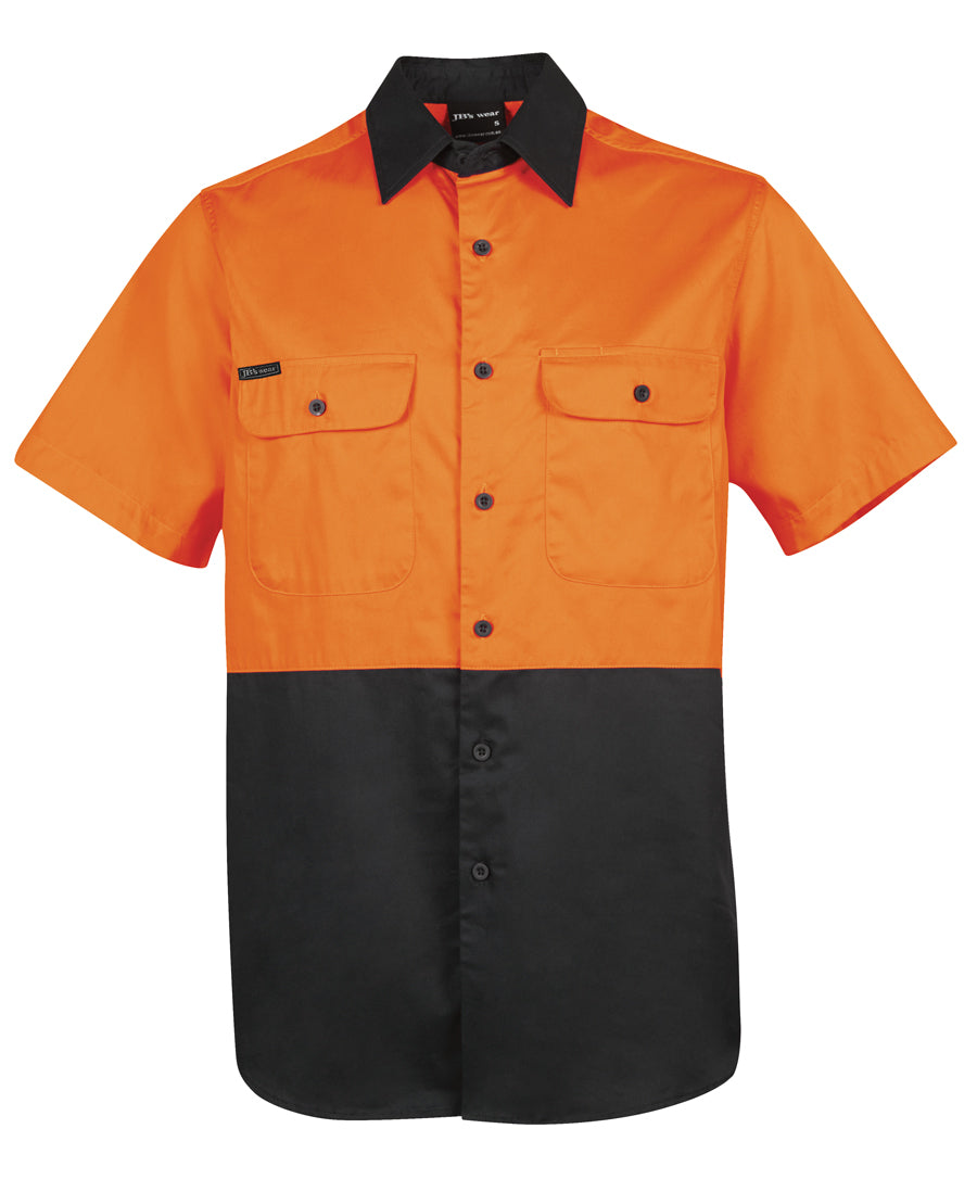 6HWSS JB's Hi Vis S/S 150G Shirt in Orange/Black | Printed Workwear