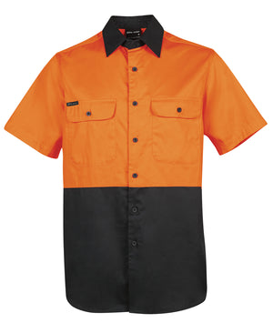 6HWSS JB's Hi Vis S/S 150G Shirt in Orange/Black | Printed Workwear