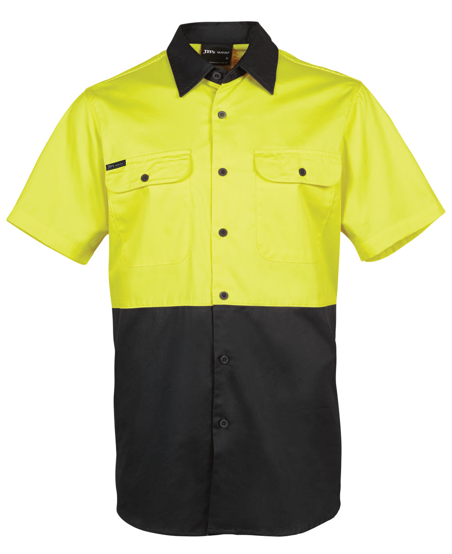 6HWSS JB's Hi Vis S/S 150G Shirt in Yellow/Black | Printed Workwear