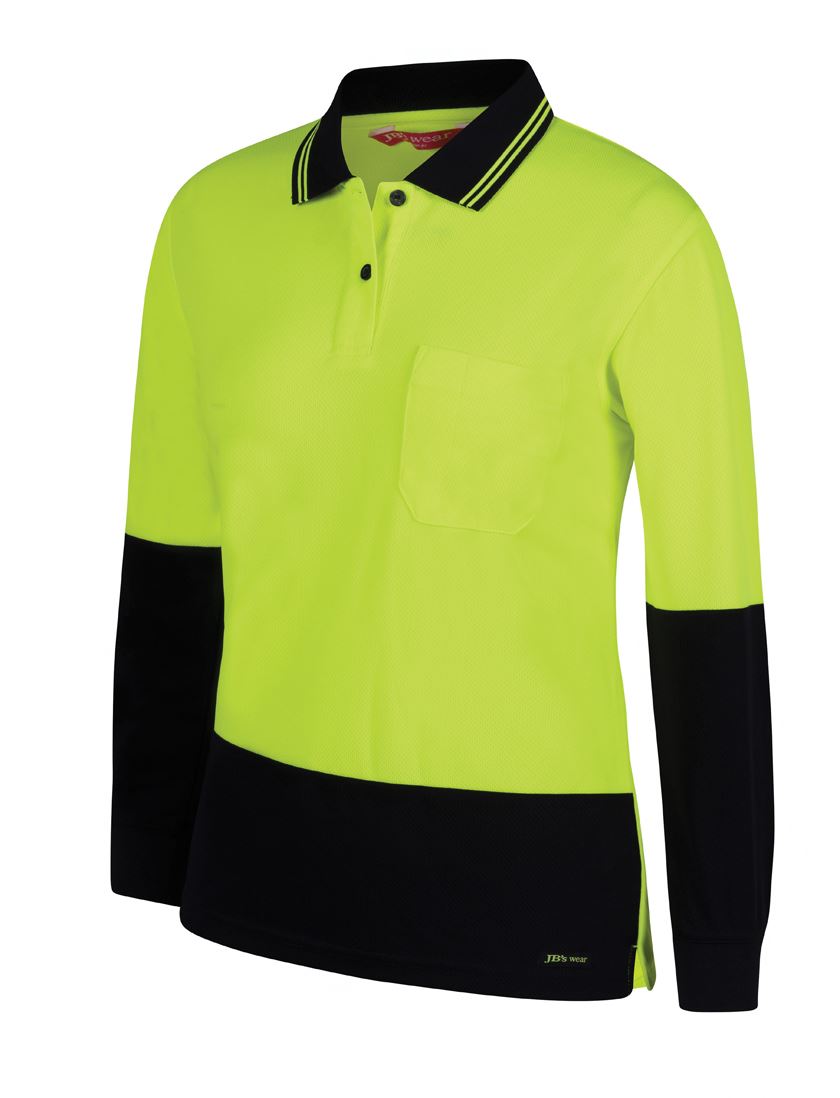 6LHCL JB's Ladies Hi Vis L/S Comfort Polo