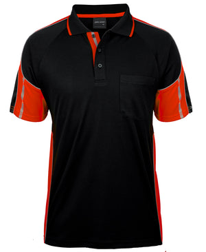 JB'S STREET PANEL POLO Printed Workwear in Black-Orange