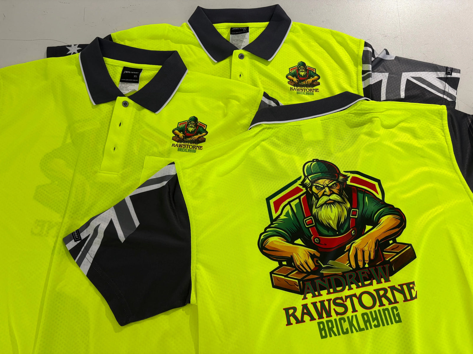 True Blue Aussie 5 Pack – Hi Vis Polos with Back Print & Shipping Included