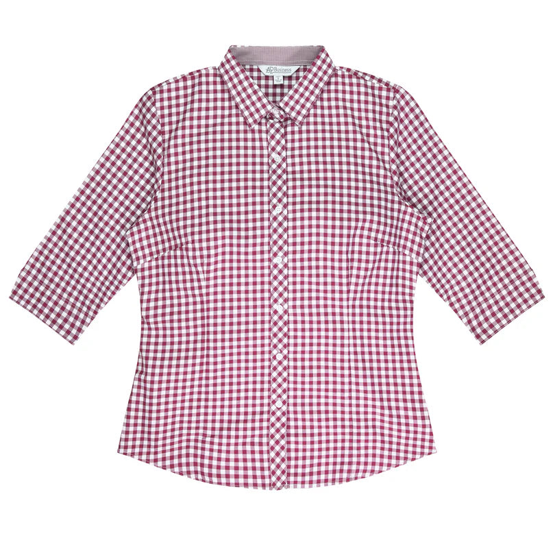 Brighton Embroidered Ladies 3/4 Sleeve Business Shirt - Claret