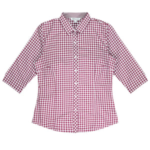 Brighton Embroidered Ladies 3/4 Sleeve Business Shirt - Claret