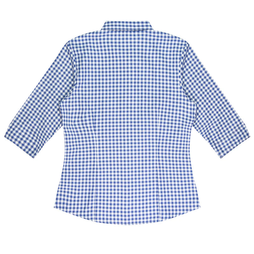 Brighton Embroidered Ladies 3/4 Sleeve Business Shirt - French Blue Back