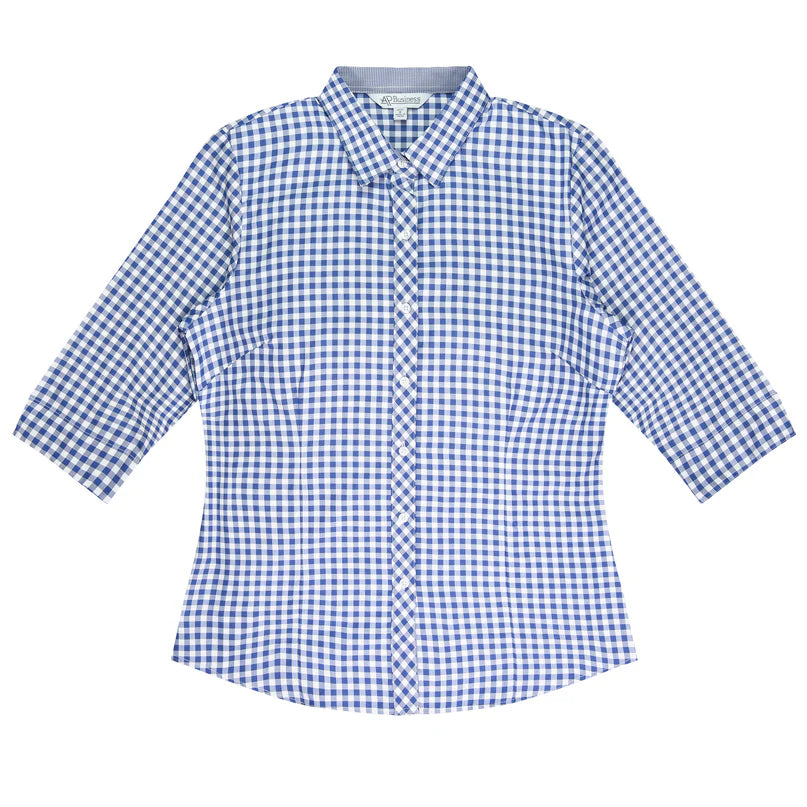 Brighton Embroidered Ladies 3/4 Sleeve Business Shirt - French Blue