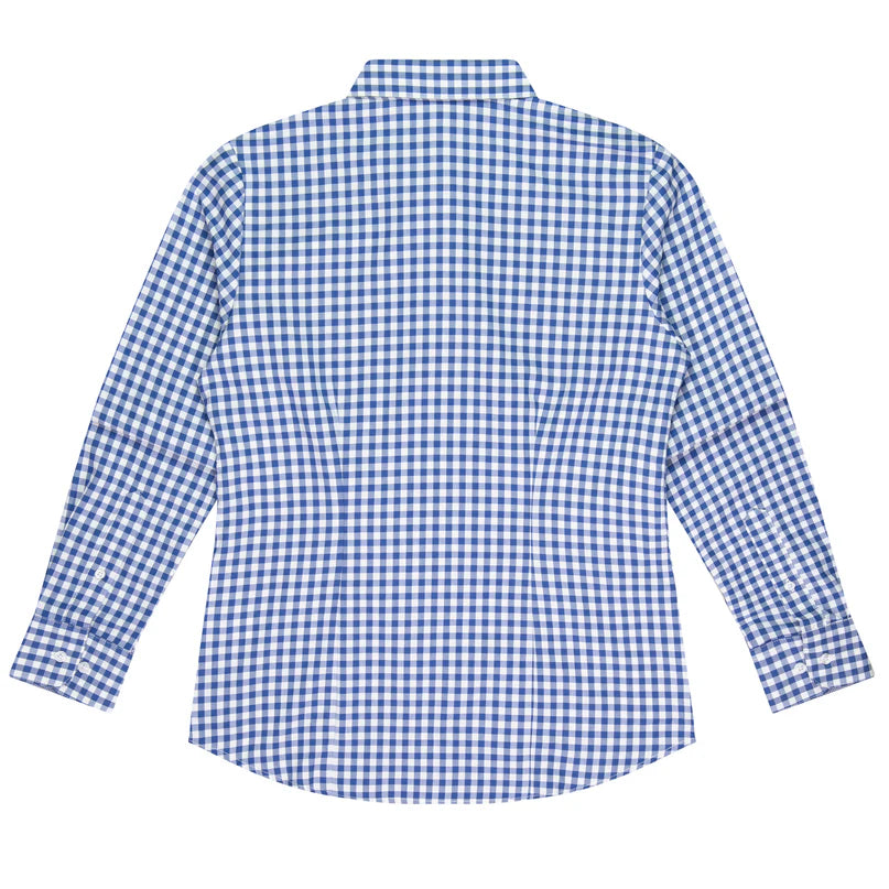 Brighton Embroidered Ladies Business Shirt Long Sleeve - French Blue Back