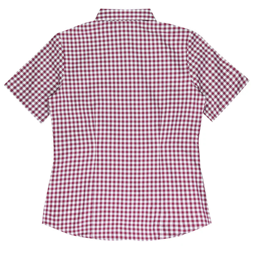 Brighton Embroidered Ladies Business Shirts Short Sleeve - Claret Back