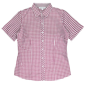 Brighton Embroidered Ladies Business Shirts Short Sleeve - Claret