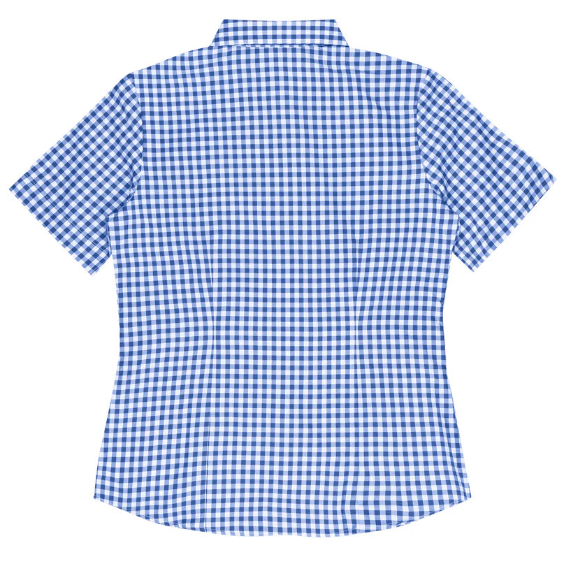 Brighton Embroidered Ladies Business Shirts Short Sleeve - French Blue Back