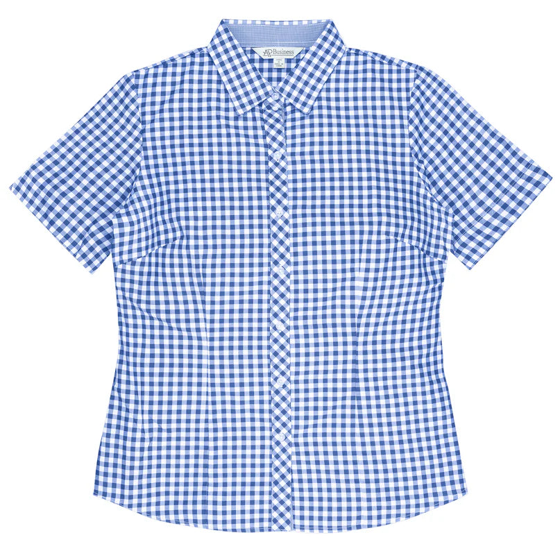 Brighton Embroidered Ladies Business Shirts Short Sleeve - French Blue