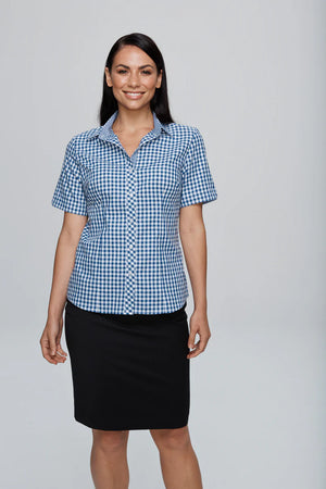 Brighton Embroidered Ladies Business Shirts Short Sleeve