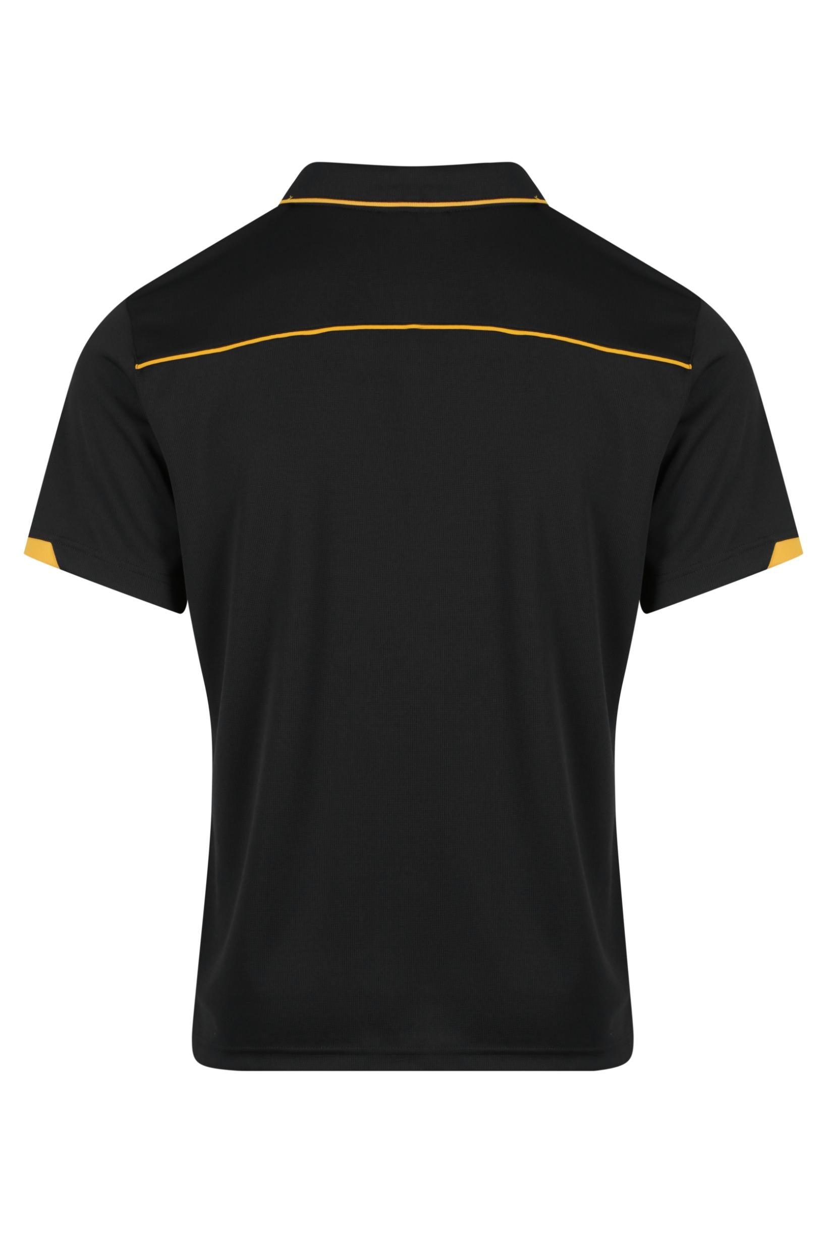 Currumbin Workwear Polo Shirts - Black/Gold Back