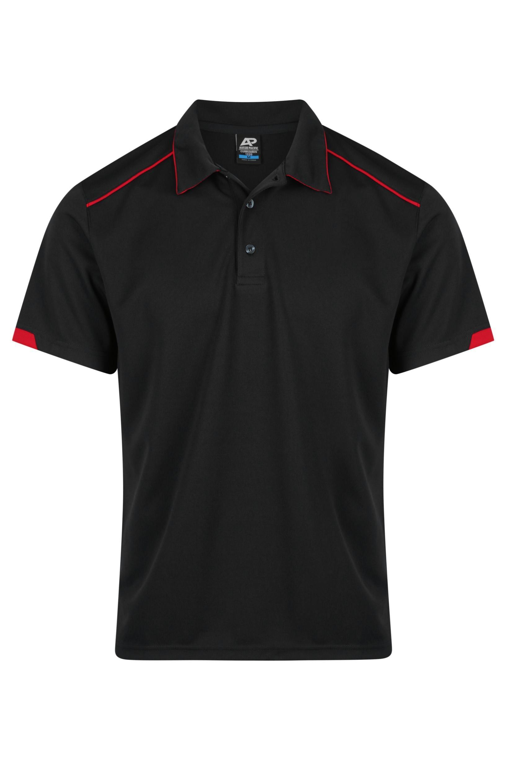 Currumbin Workwear Polo Shirts - Black/Red
