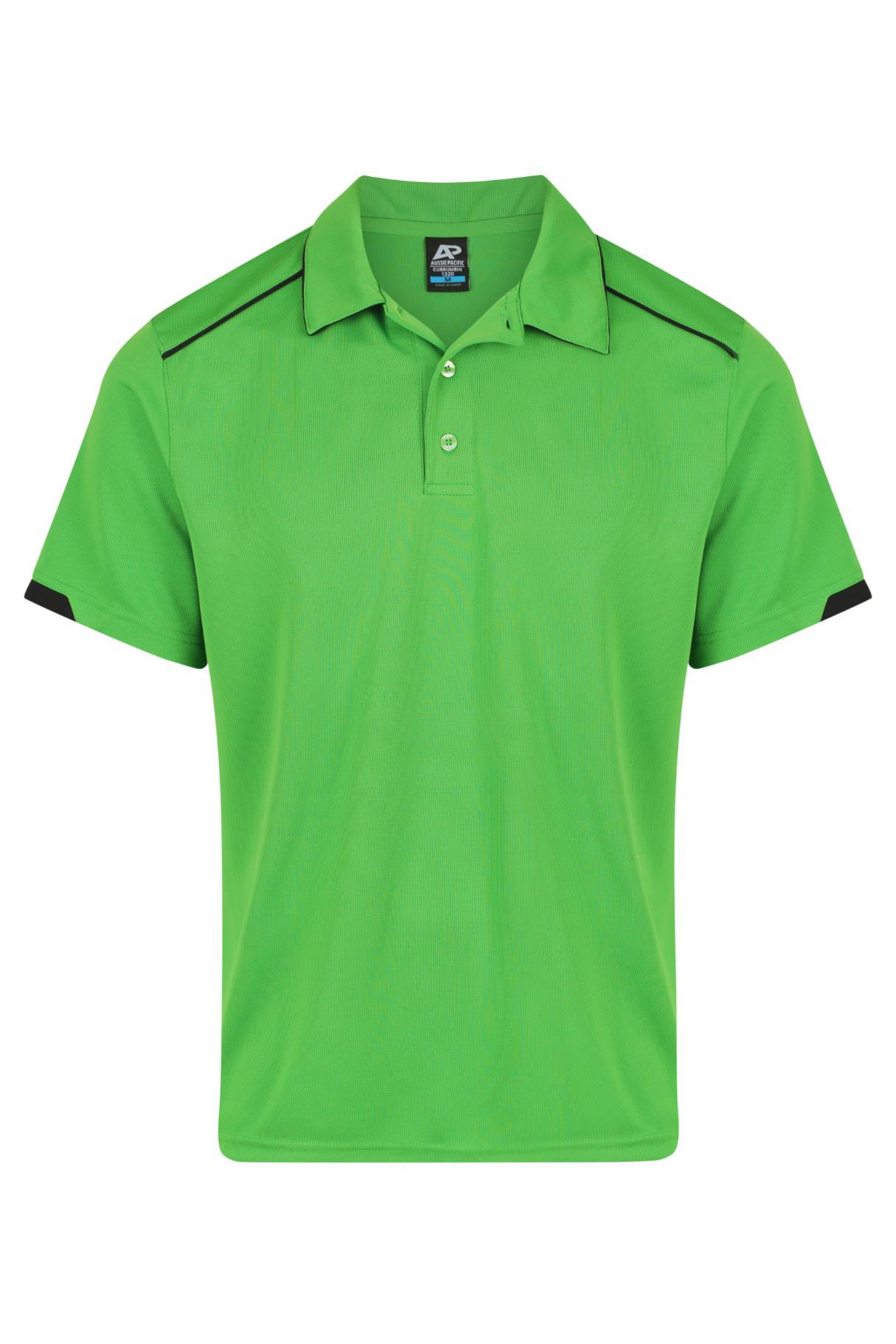 Currumbin Workwear Polo Shirts - Kawa Green/Black