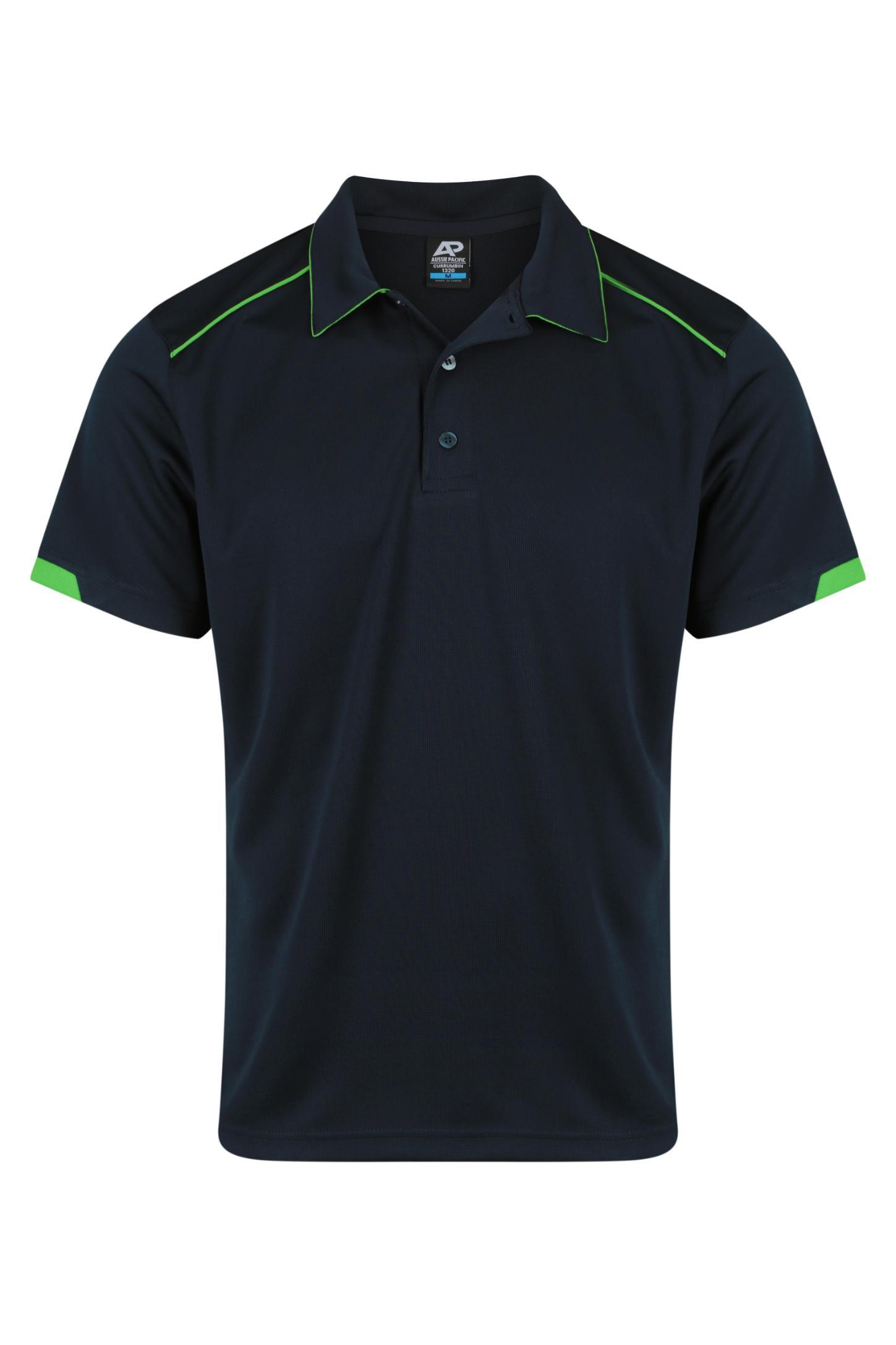Currumbin Workwear Polo Shirts - Navy/Kawa Green