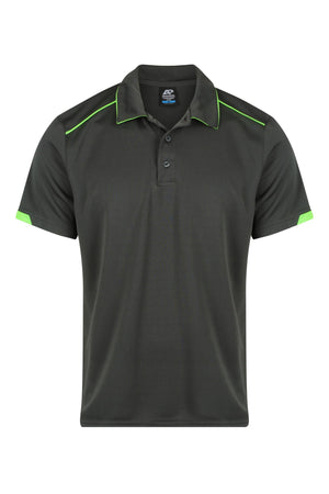 Currumbin Workwear Polo Shirts - Slate/Hi Viz Green