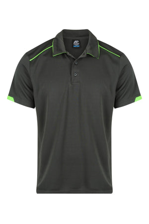 Currumbin Workwear Polo Shirts - Slate/Hi Viz Green
