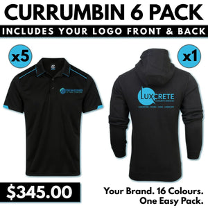 Currumbin 6 Pack – 5 x 1320 1 x 1525 With Front Embroidery & Back DTF Print
