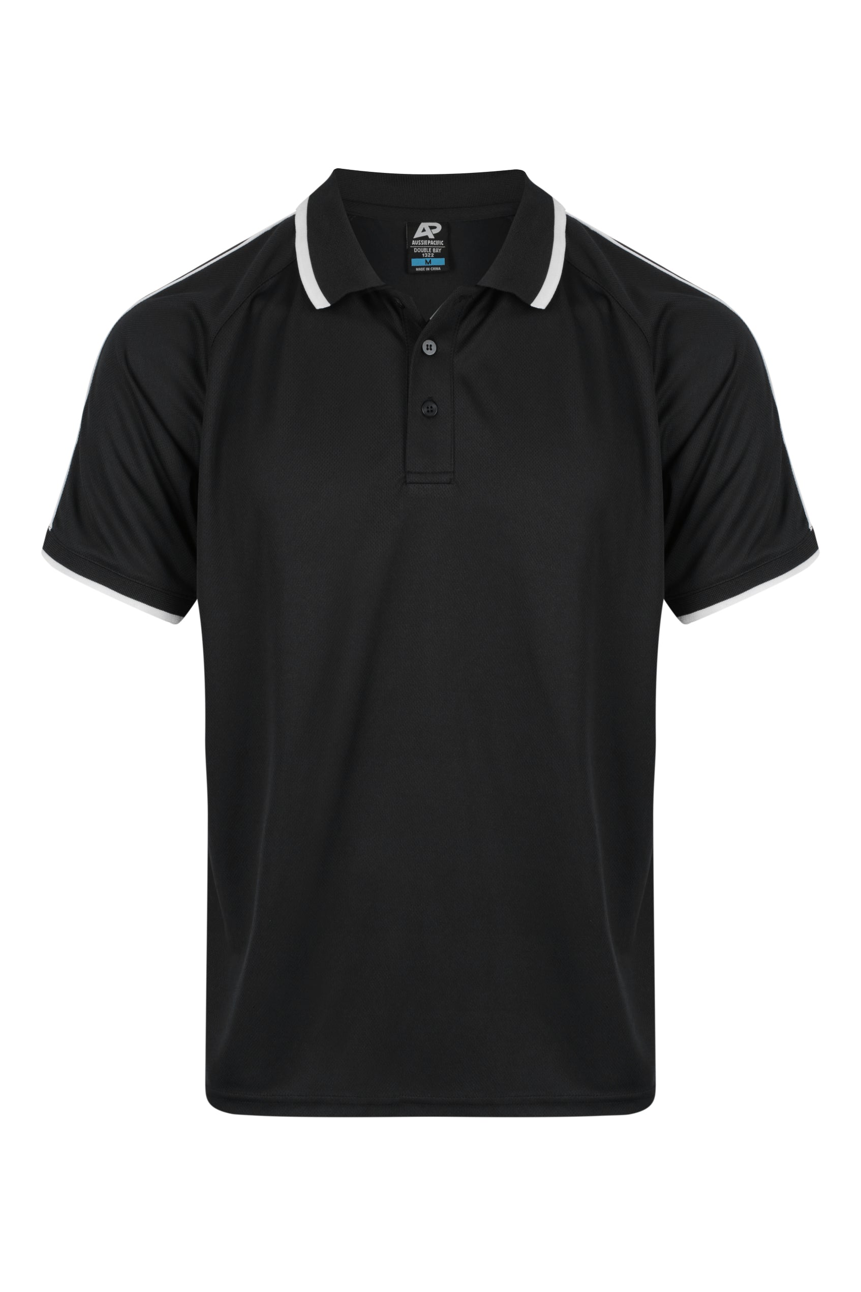 Custom Double Bay Uniform Polo Shirts - Black/White