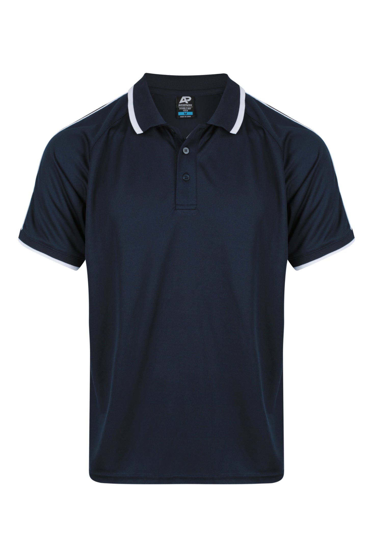 Custom Double Bay Uniform Polo Shirts - Navy/White