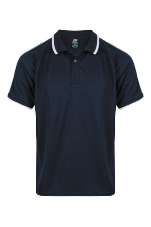 Custom Double Bay Uniform Polo Shirts - Navy/White