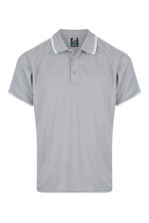 Custom Double Bay Uniform Polo Shirts - Silver/White