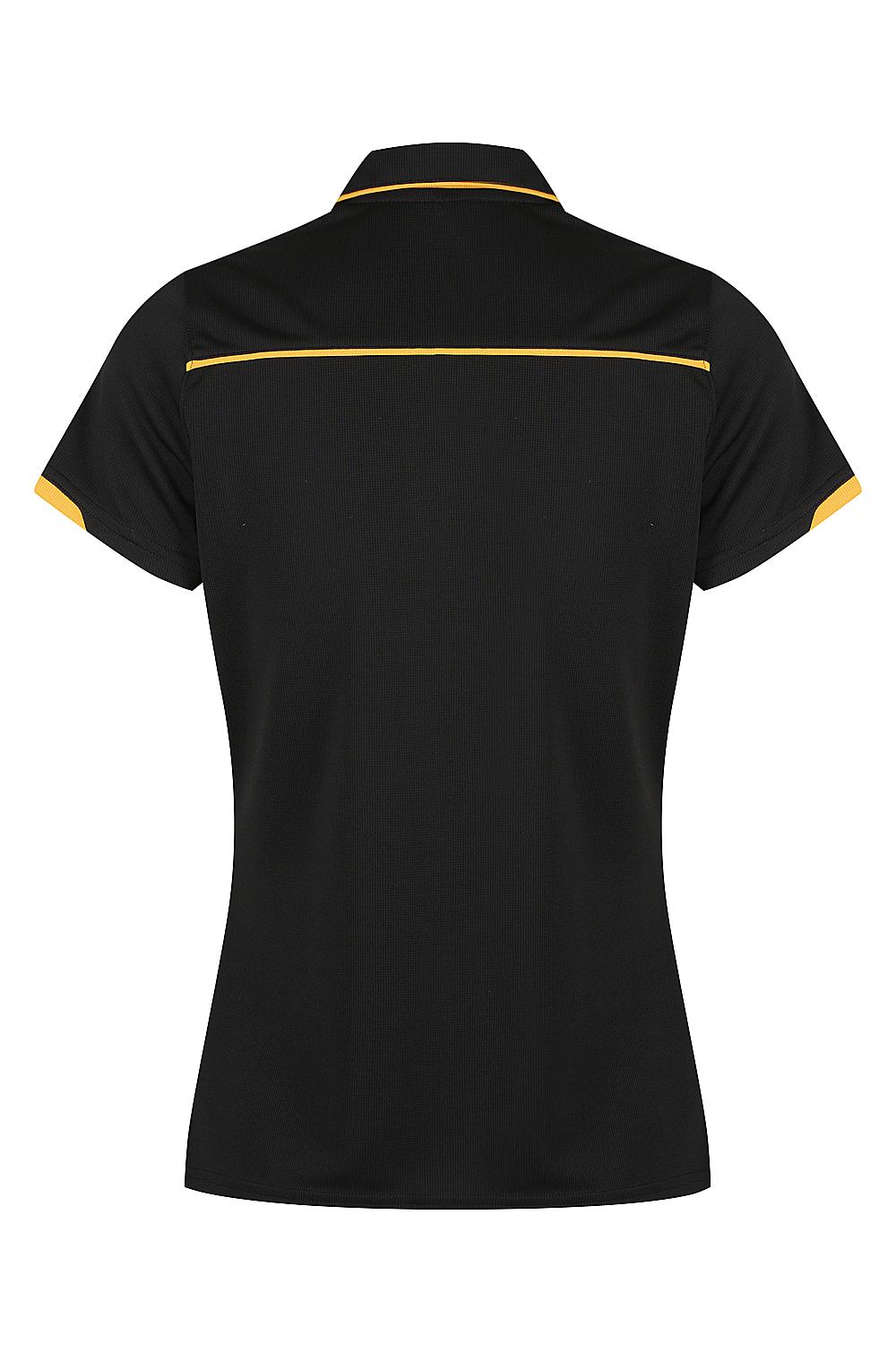 Custom Ladies Currumbin Work Polo Shirts Black/Gold Back | Safe-T-Rex Workwear Australia