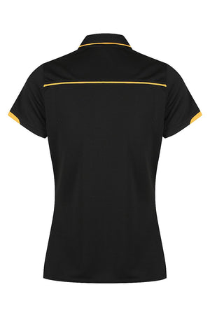 Custom Ladies Currumbin Work Polo Shirts Black/Gold Back | Safe-T-Rex Workwear Australia