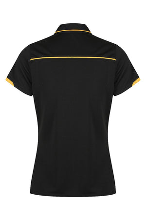 Custom Ladies Currumbin Work Polo Shirts Black/Gold Back | Safe-T-Rex Workwear Australia