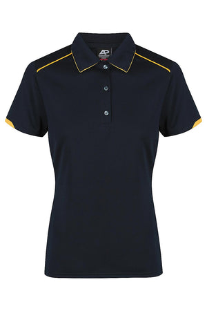 Custom Ladies Currumbin Work Polo Shirts Navy-Gold | Safe-T-Rex Workwear Australia