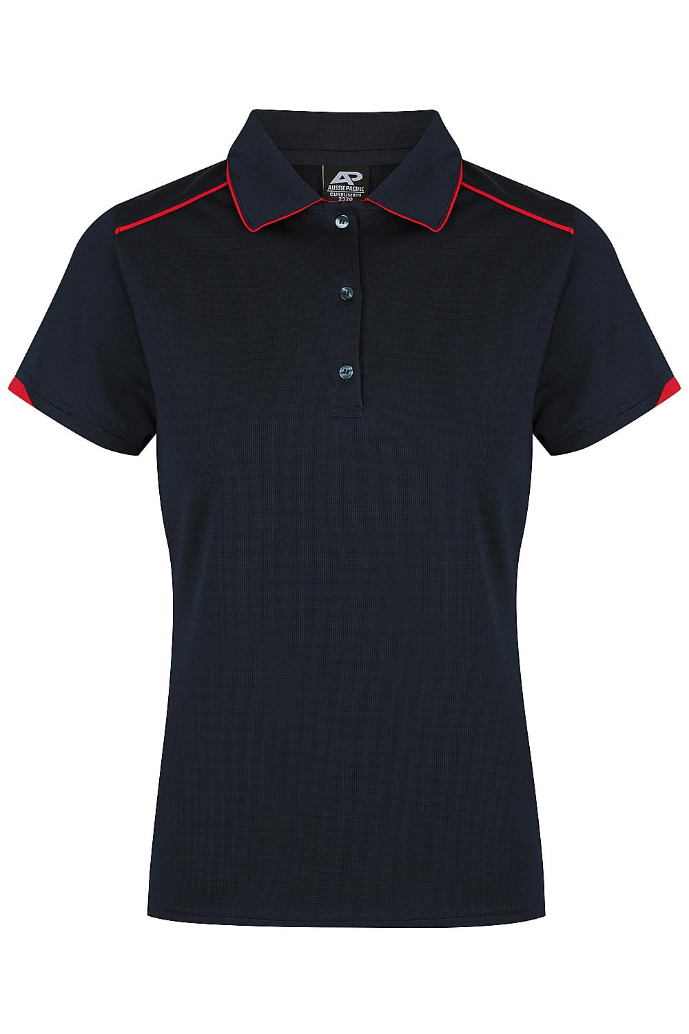 Custom Ladies Currumbin Work Polo Shirts Navy-Red | Safe-T-Rex Workwear Australia