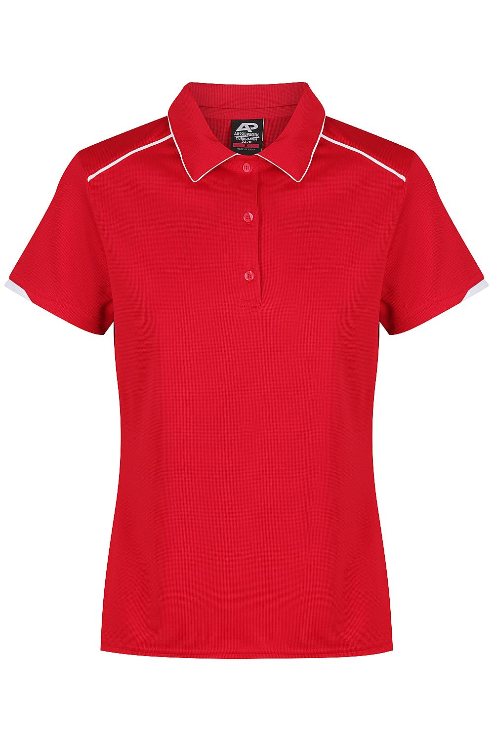 Custom Ladies Currumbin Work Polo Shirts - Red/White | Safe-T-Rex Workwear Australia