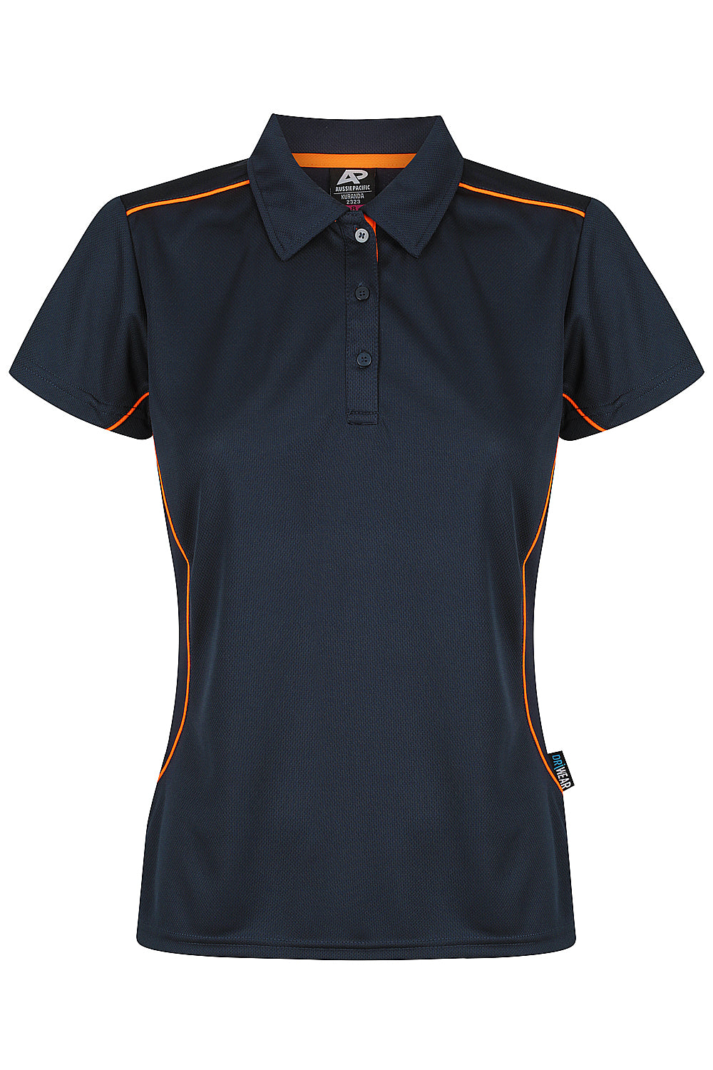 Custom Ladies Kurana Work Shirts - Navy/Fluro Orange