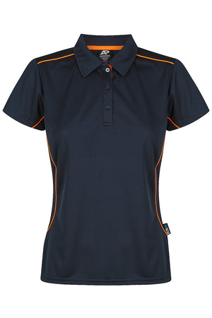Custom Ladies Kurana Work Shirts - Navy/Fluro Orange