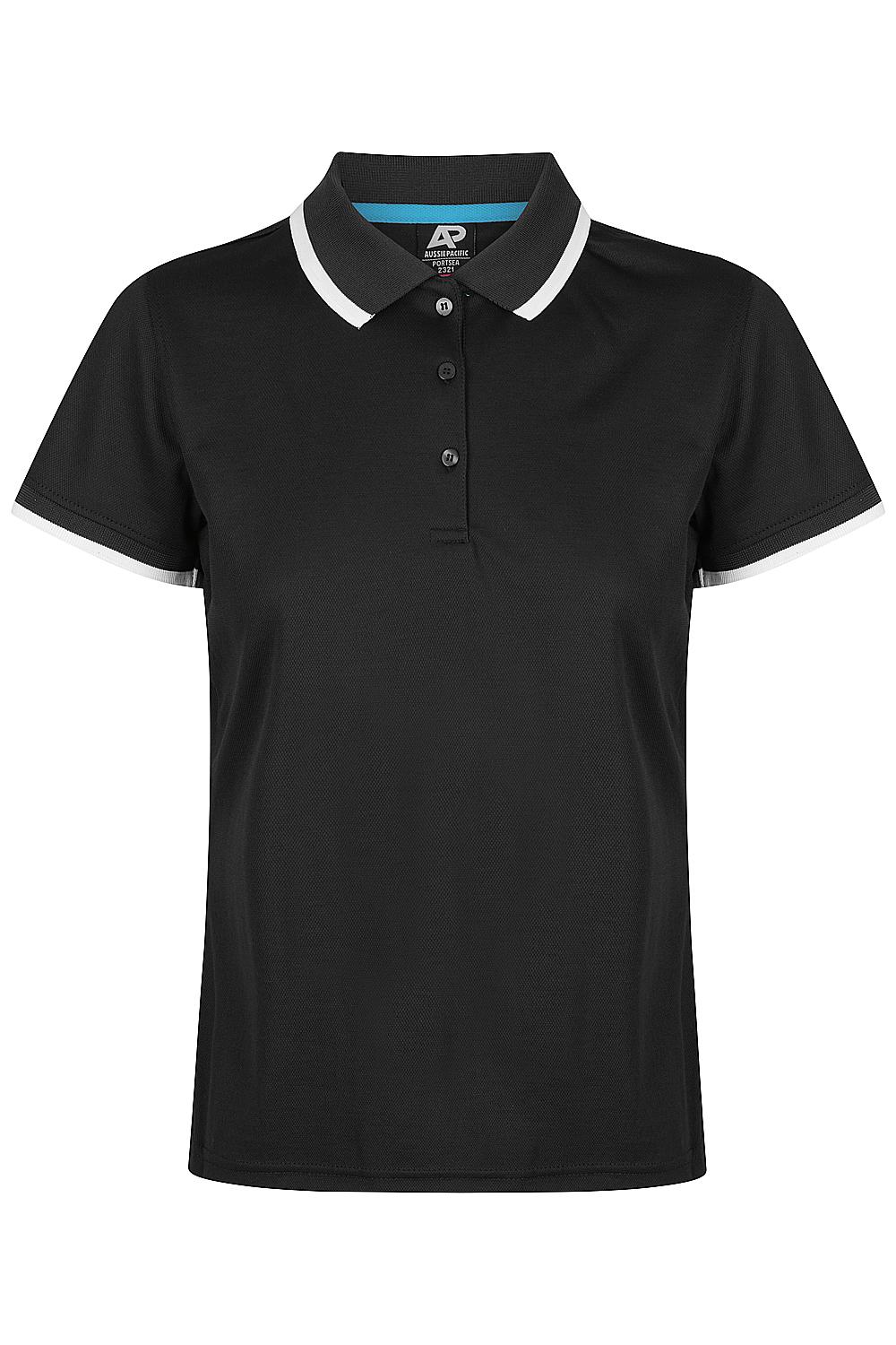 Custom Ladies Portsea Work Shirts - Black/White